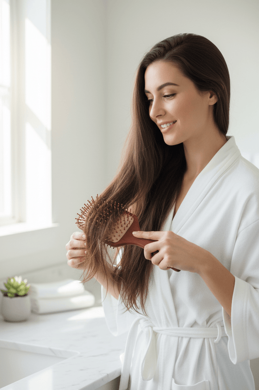 Sandalwood Paddle Brush XL - Natural Wooden Bristles for Thick Long Hair - Anti - Static Scalp Massage Detangling Brush - Wax | Wane - Brush - Hair Brush2