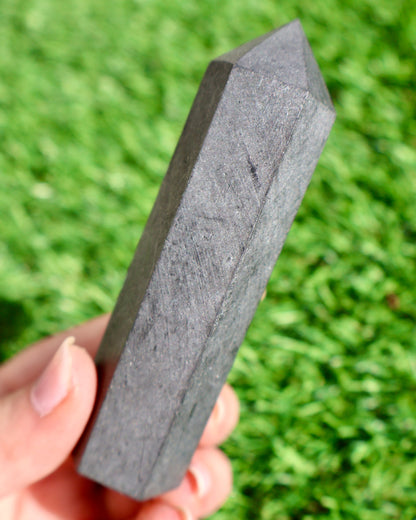 Authentic Russian shungite stone in obelisk form for EMF shielding