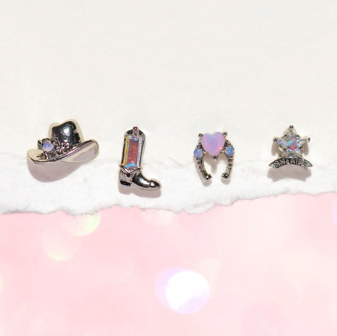 shiny Western Charm Earring Set in close-up shot