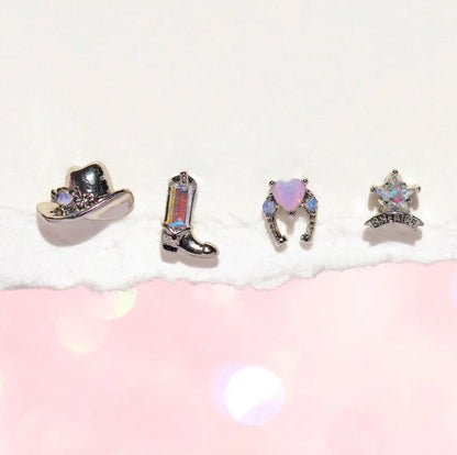 shiny Western Charm Earring Set in close-up shot