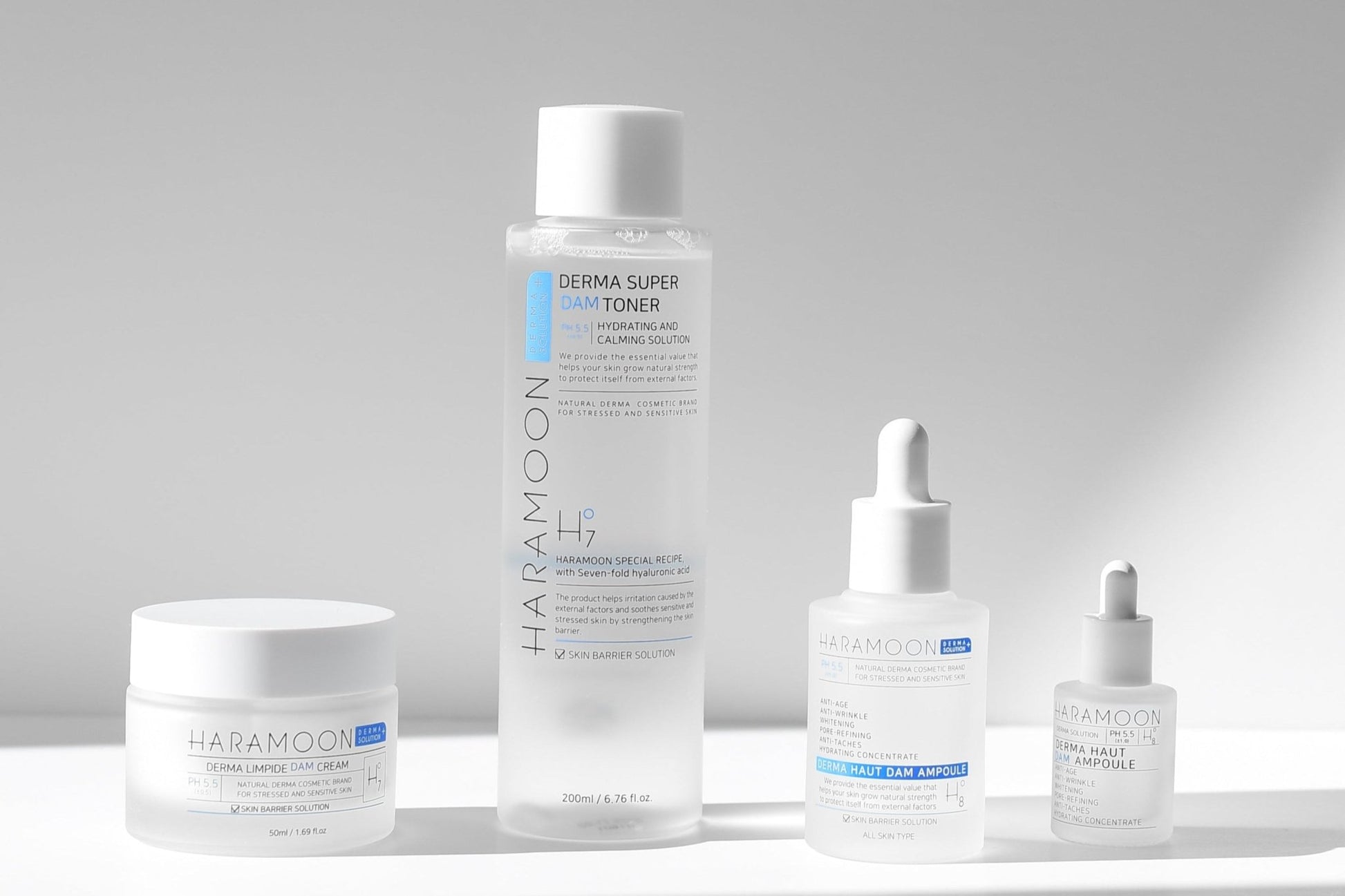 Skincare products on a gray background
