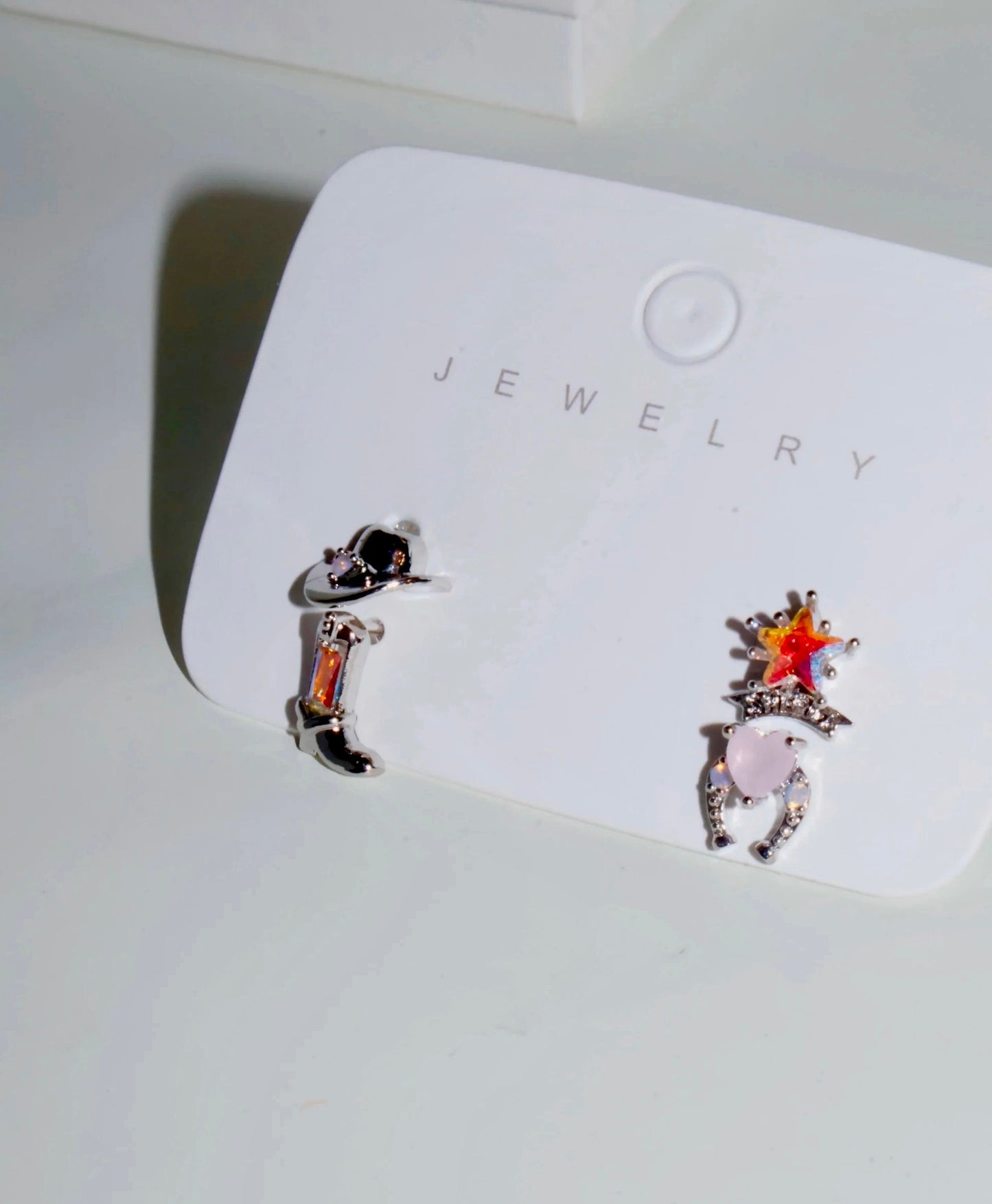 Western Charm Earring Set – 18k Gold & Silver Cowboy Studs | Rhinestone Accents, 4 - Piece Limited Edition - Wax | Wane