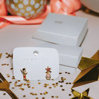 Western Charm Earring Set – 18k Gold & Silver Cowboy Studs | Rhinestone Accents, 4 - Piece Limited Edition - Wax | Wane