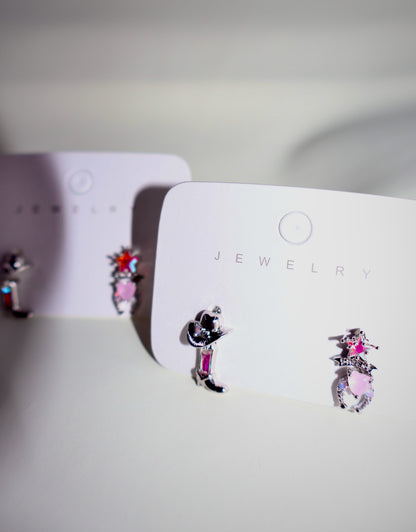 shiny Western Charm Earring Set in studio background