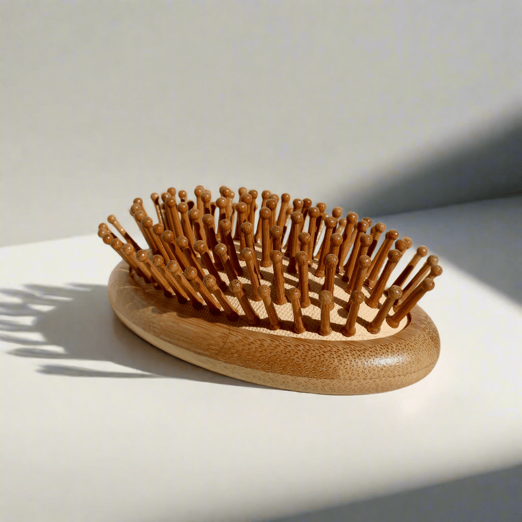 Wood Handheld Hair Brush – Scalp Massager with Ball - Tipped Bamboo Bristles - Wax | Wane