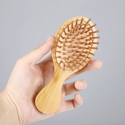 Wooden Mini Hair Brush – Beech Wood Handle & Bamboo Bristles | Travel - Size Detangler - Wax | Wane