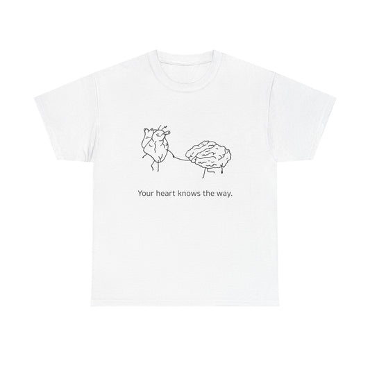 Your Heart Knows The Way - Hand Drawn Minimalist T-Shirt - Wax | Wane - anniversary gift - T-Shirt1